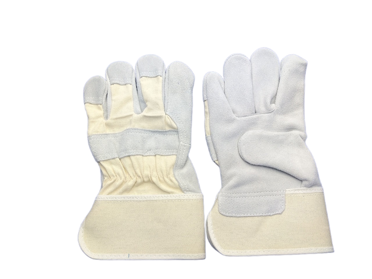 Natural Split Leather Canadian Gloves — White
