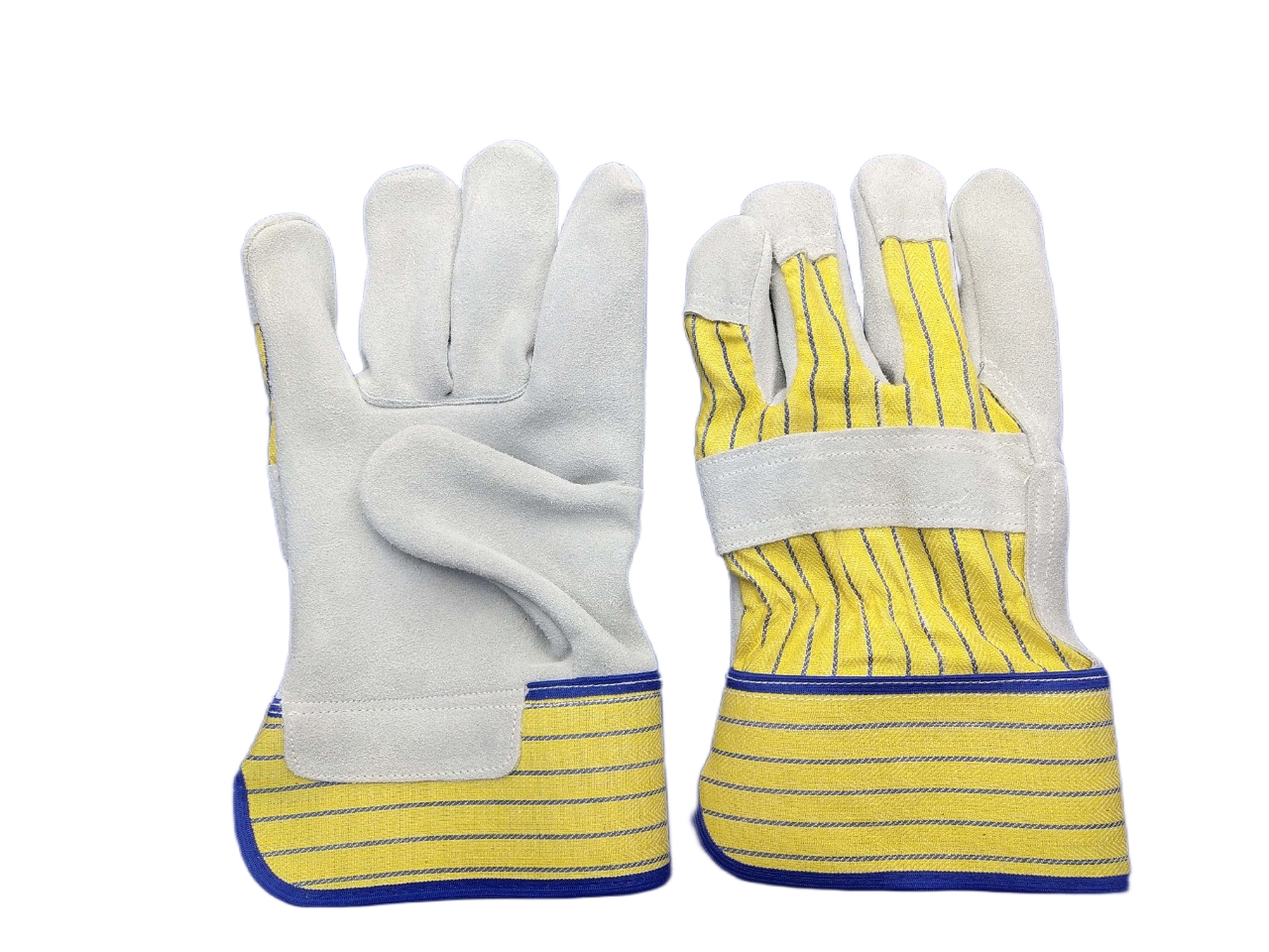 Natural Split Leather Canadian Gloves — Ultra Pro (Yellow Striped)