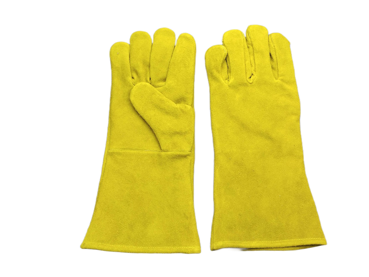Dyed Cow Split Leather Winter Gloves — Yellow